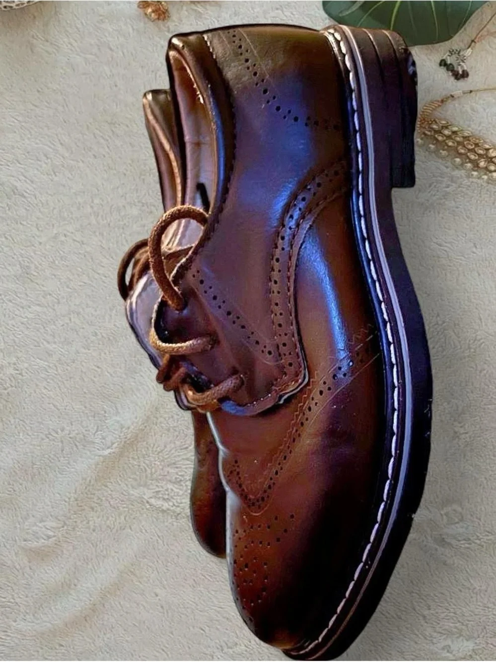 Classic Boy’s Faux Leather Dress Shoes - Dark Brown